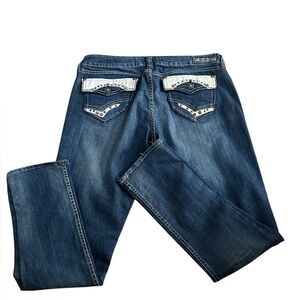 Womens Pepe London Studded Straight Denim Jeans waist size 34
